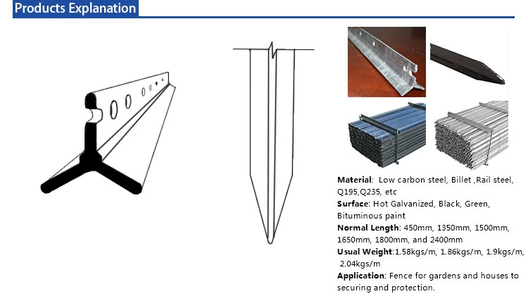 Anti-Rust Surface Heavy Duty Metal Farm Fence Y Post