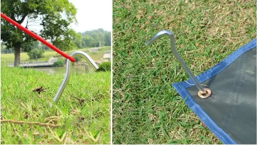 Solid Steel Tent Pegs, Rust Resistant Metal Hook, Garden Stake for Plants and Landscaping