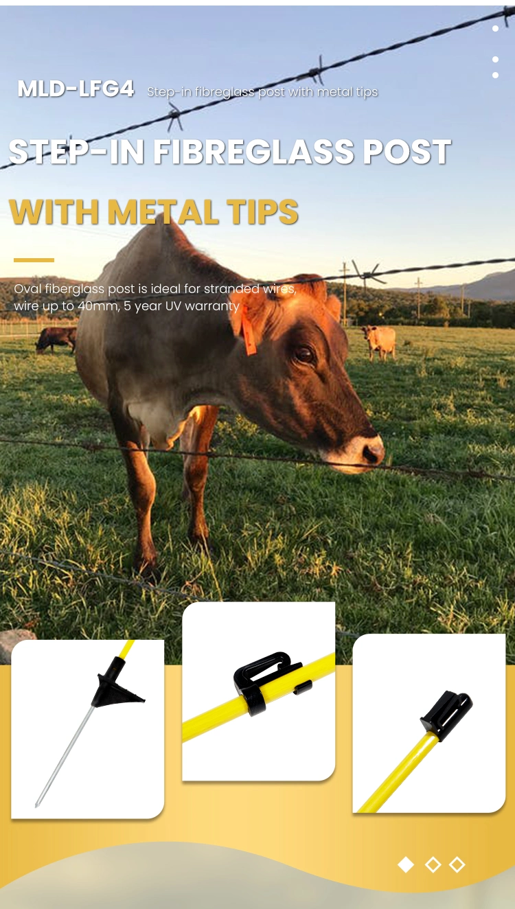 Electric Fence Fiberglass Post with Metal Tip for Farm Livestock