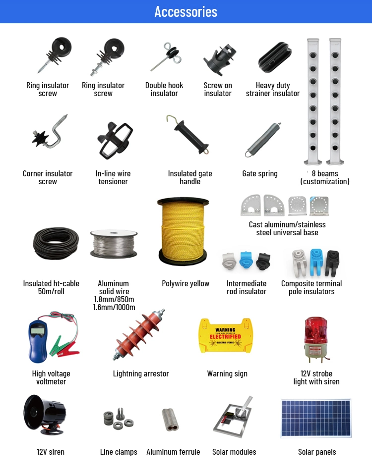 Pulse Electric Fence Intrusion Alarm System Wire Energizer Insulator Electric Fencing Electric Fencing Post